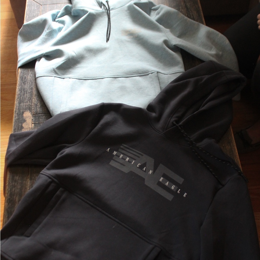 American Eagle Outfitters Black and Light Blue Hoodies for Men